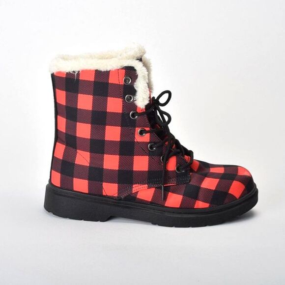 Yes We Vibe, Red Buffalo Plaid Size 8.5 Mens, Women's 10 - Picture 1 of 7